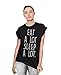 Eat A Lot, Sleep A Lot - Mens or Womens Organic Cotton Novelty Slogan T-Shirt Black