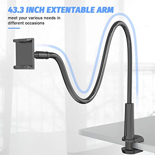 BILLKAQ Gooseneck Cell Phone Holder, 110cm Long Arms Phone Stand 360