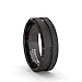 Duke Collections Mens Wedding Bands Black Tungsten Ring Brushed with Center Groove and Beveled Edges
