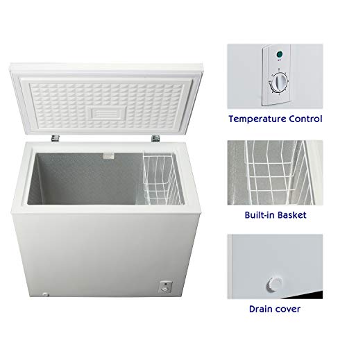 MYAL 7.0 Cubic Feet Chest Freezer with Removable Basket and Adjustable