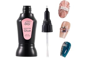GELLAKTIK 1 Pcs Rhinestone Glue for Nails: 10ml Super Strong Adhesive Nail Glue for 3D Nail Art Design,Updated with Brush Pen Tip Precise for Nail Charms Gems Jewels Diamonds Decorations Cured