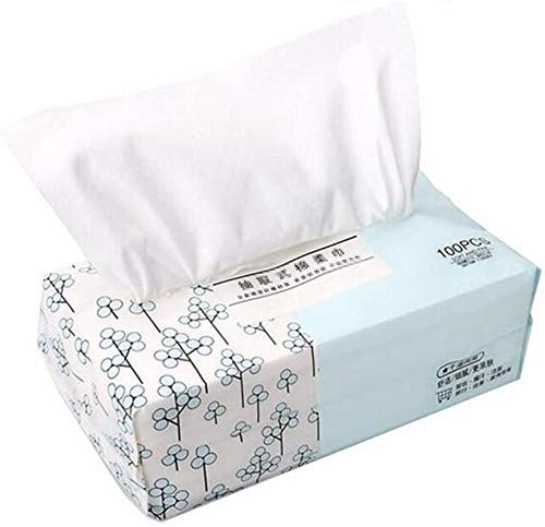 OUKAIDE 1 Pack 100Pcs Soft Cotton Pads Disposable Cleaning Face Towel for Sensitive Skin Removing Makeup and Cleaning Surfaces, Multi-purpose Non-woven Cotton Towel, Wet and Dry Face Towel