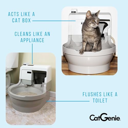 CatGenie A.I. Self-Cleaning Cat Litter Box with App Control, Automatic Self Washing, Flushing and Drying System, Reusable Washable Granules, No Scooping or Litter Replacement