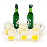 AMOBESTER Dollhouse Miniature Beer Bottle and Beer Mugs for Dollhouse Kitchen Decoration