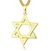 Reizteko Jewish Jewelry Megan Star of David Pendant Necklace Women Men Chain Gold Plated/Stainless Steel Israel Necklace (Gold)