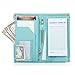 Sonic Server 5x9 11-Pocket Server Book Organizer with Double Magnetic Pockets, Zipper Pouch & Pen Holder for Waitress Waiter Waitstaff | Cross-Textured Turquoise | Fits Apron Holds Guest Checks