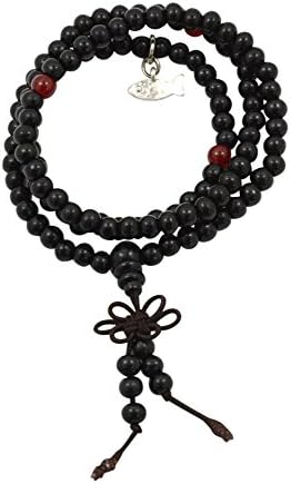 Endless Mystery Fish Meditation Mala with 6 MM Wooden Buddhist Prayer Beads - FITS ALL