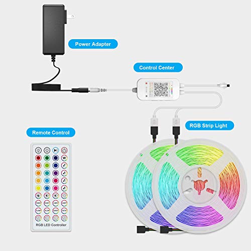 LED Strip Lights, 65.6FT 20m RGB 5050 LEDs Color Changing Tape Light Full Kit with 40 Keys Remote Control and Power Supply Mood Lamp for Room Bedroom Party Home Kitchen Indoor Decoration (32.8ftX2)