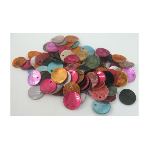 Packet of 20 x Mixed Mother of Pearl 13mm Connectors Links (Flat Round) - (Y06885) - Charming Beads