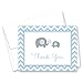 MyExpression.com 50 Cnt Grey Blue Chevron Elephant Baby Shower Thank You Cards