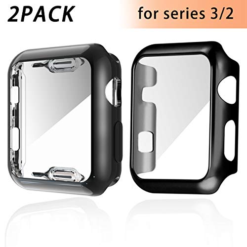 Haojavo Case for Apple Watch Series 3 42mm Screen Protector, 2 Pack iWatch PC Overall Protective Case TPU HD Clear Ultra-Thin Cover for Apple Watch Series 3 42mm Accessories