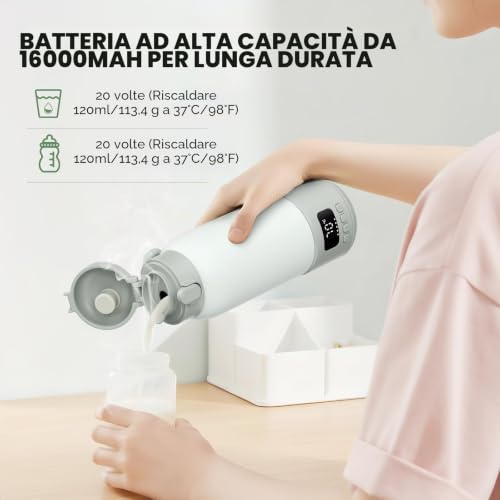 Portable Baby Bottle Warmer, Portable Wireless Baby Bottle Warmer with Self-cleaning Function, Portable Baby Milk Warmer 16000mAh, Fast Heating, 500ml Capacity, 3 Modes, for Travel