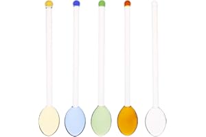 5 Pieces Glass Spoons for Coffee Teaspoons 5.9 inch Coffee Stirrers Glass Mixing Spoon for Tea Milk Ice Sugar Home Bar Party 