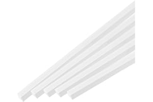 MECCANIXITY 5Pcs ABS Plastic Rod Square Solid Bar 1/8" x 20" White Smooth Plastic Tube Rods for Handwork Model Material,DIY Sand Table,Architectural Model Making