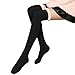 Ordenado Womens Thigh High Socks Extra Long Boot Stockings Cotton Over the Knee Leg Warmer(Black)