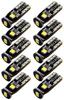 Extremely Bright 3030 Chipset LED Bulbs for Car Interior Dome Map Door Courtesy License Plate Lights Compact Wedge T10 168 194 2825 Xenon White, Set of 10