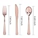 WDF 120 Pieces Rose Gold Plastic Silverware- Disposable Flatware Set-Heavyweight Plastic Cutlery- Includes 40 Forks, 40 Spoons, 40 Knives for Valentine's Day, Mother's Day,Wedding&Party