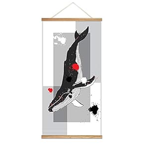 Hanging Poster with NO Mangetic Wood Frames Ink Abstract Animals Home Wall Canvas Prints Ready to Hang - 18"x36"