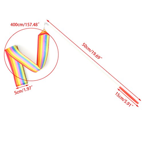 Kangnice 4M Dance Ribbon Gym Rhythmic Art Gymnastic Ballet Streamer Twirling Rod (Colorful) - Thumbnail 2