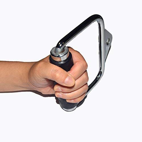 Yuhqc Single D-Handle Single Chrome Handle Cable Attachment with Handgrips (Rubber Handgrips)