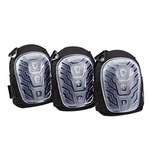 Amazon Basics Professional Knee Pads, Heavy Duty Foam Padding, Comfortable Gel Cushion, Adjustable Easy-Fix Clips, Clear, 3 Pairs