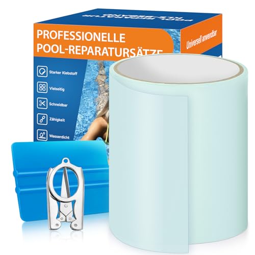 AHIKY Swimming Pool Patch, PVC Waterproof Swimming Pool Patch 10 cm x 250 cm, Inflatable Spa Repair Kit, Underwater Repair Tape, Can Be Used as a Substitute for Glue, Sealant