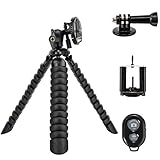 Tairoad 12 Inch Bendable Flexible Tripod with Free Smartphone and Gopro Mount Adapter
