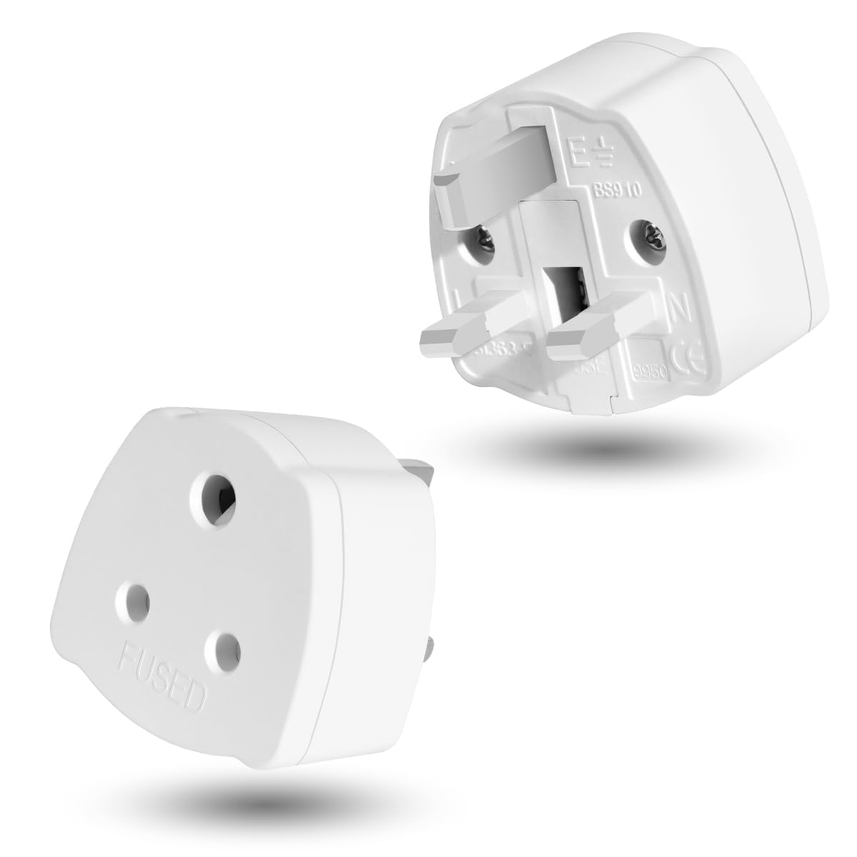 2-PACK Indian to UK Plug Adapter,SHUOMAO 3 Pin Indian to UK Plug Adaptor,India/Pakistan/Sri Lanka to UK Converter Plug Travel Adaptor with 5A Fuse,for Type D Appliance,White