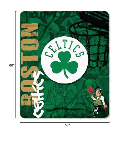 Northwest NBA Boston Celtics Unisex Fleece Throw Blanket, 50 x 60 Inches, Hard Knocks Design, Soft and Cozy Sports Fan Blanket