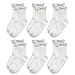 EPEIUS Infants and Toddlers Baby-Girls Non Slip Ruffle Frilly Ankle Socks Pointelle Grip Socks (Pack of 6) 6-18 Months,Natural White