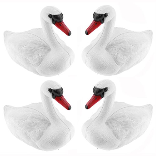 MonkeyJack 4x Full Size White Swan Decoy for Hunting &Fishing Floating Swan Scarecrow