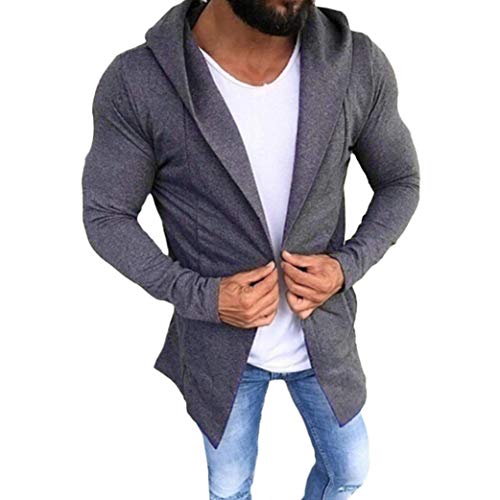 Easytoy Mens Long Sleeve Draped Lightweight Open Front Longline - Main Image