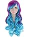 TopWigy Long Colorful Curly Wavy Rainbow Hair Wig Mermaid Wigs for Women Halloween Cosplay, Music Festival, Theme Parties, Anime Costume Party, Fun, Purple and Blue