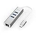 Omars 3-Port USB-C to USB 3.0 Aluminum Portable Data Hub 100 Mbps Network Adapter Ethernet Port, Compatible MacBook Pro 2016, ChromeBook, XPS More (Grey)