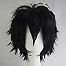 Black Cosplay Synthetic Wig with Bangs Short 20 Styles Anime Layered Fluffy Hair Oblique Fringe Full Head Unisex for Man and Women Girls Lady Fashion (Black)