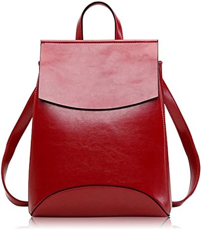 Myymee Women Genuine Leather Backpack Practical Leisure Cowhide Daypack Burgundy