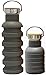Collapsible Water Bottle with 2 Lids & Carabiner Clip – Reusable Travel Water Bottle w/ Folding Cup Feature - BPA Free Silicone and Lightweight for Travel & Outdoors (18 oz hydration pack)