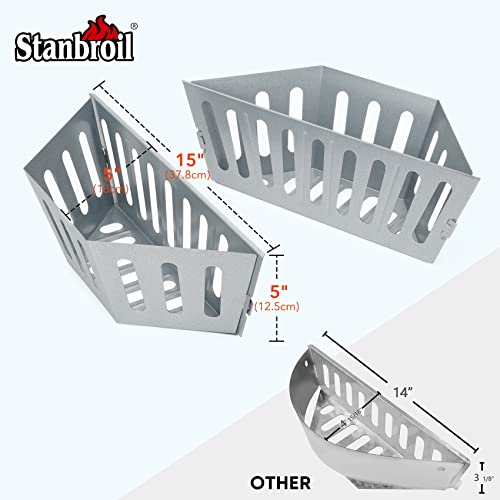 Stanbroil Charcoal Grill Basket Holders Set of 2 Stainless Steel BBQ