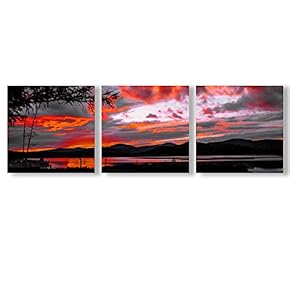 Canvas Wall Art Abstract Cloud Tree Pictures Home Wall Decorations for Bedroom Living Room Oil Paintings Canvas Prints Framed - 12"x12"x3 Panels