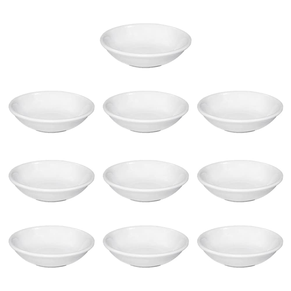 ZSRronngker 10 Pcs Dipping Sauce Dishes Round Soy Sauce Dipping Bowls Cream White Dishes for Ketchup BBQ Sauce or Seasoning