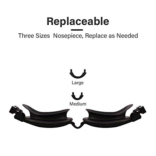 Pansonite Swim Goggles,Adjustable Swimming Goggles with Nose Clip + Free Protection Case,Anti-Fog UV Protection Swim Glasses for Unisex Adult Men Women Youth Kids Child (Black)
