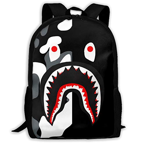 Sunmoonet Bape Shark Pattern Backpack, Lightweight Multi-Function College  School Laptop Bookbag 17 Inches (Color: Bape Shark Pattern 5)