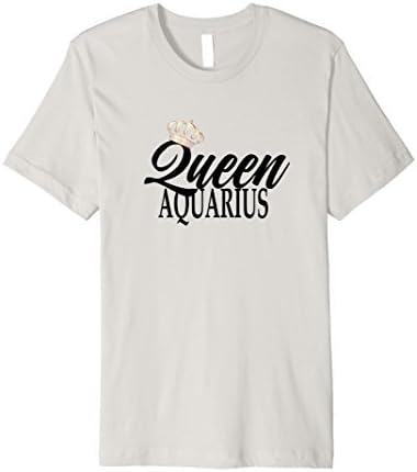 Men's Queen Aquarius T-Shirt Zodiac Sign January February Birthday 2XL Silver