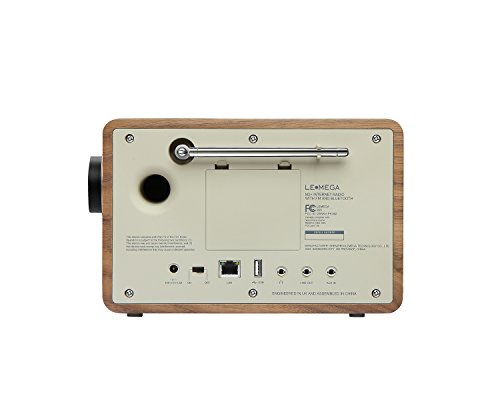 LEMEGA M2A Wi-Fi/DLNA/Spotify connect /Internet Radio/ FM radio with Bluetooth and Clock/Snooze/Alarm table radio (Walnut)