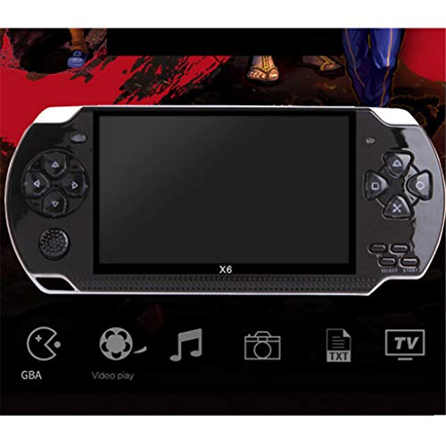 NXDA Pocket game console 4.3 inch screen 500 classic game video game console 8GB large memory handheld game console (Black)