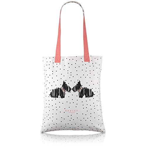 Radley canvas shopper/tote bag Monochrome Dogs Design, Cream, M