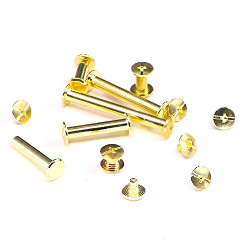 SpzcdZa 120pcs Golden Phillips Chicago Screw Binding Screws Posts Assortment Kit for Scrapbook Photo Albums Craft and DIY Leather Decoration Bookbinding(M5 x 10/20/30/40/50/60)