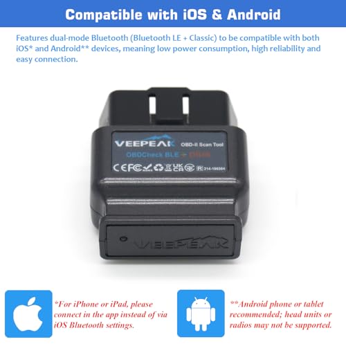 Veepeak OBDCheck BLE+ OBD II Bluetooth Car Scanner, Wireless Engine Code Reader Diagnostic Tool Compatible with iOS and Android