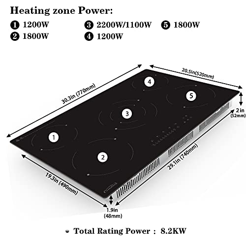 Electric Ceramic Cooktop 30 Inch, 5 Burners Electric Radiant Stove