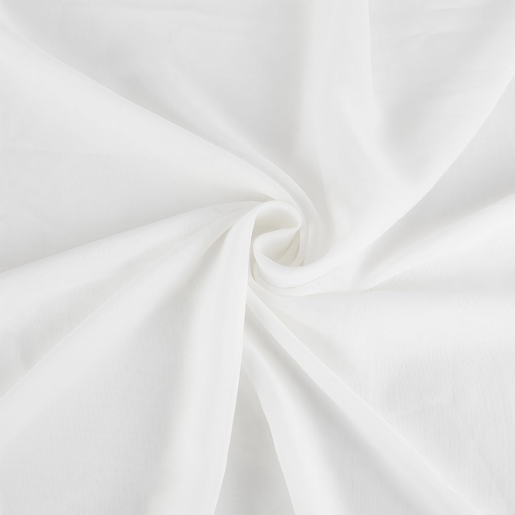 BENECREAT 5m Solid Color Chiffon Fabric, 150cm Wide Sheer White Chiffon Fabric Sewing Material for Wedding Dress Party Backdrop DIY Crafts